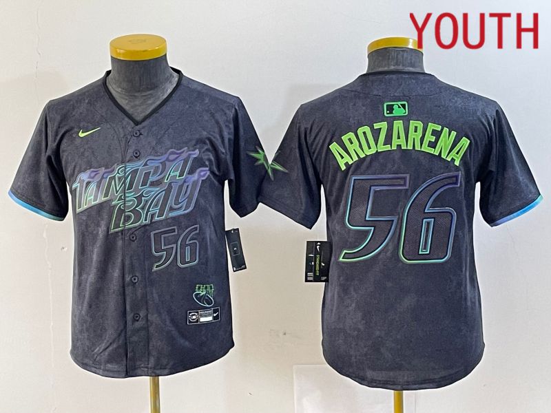 Youth Tampa Bay Rays 56 Randy Arozarena Nike MLB Limited City Connect Black 2024 Jersey style 2